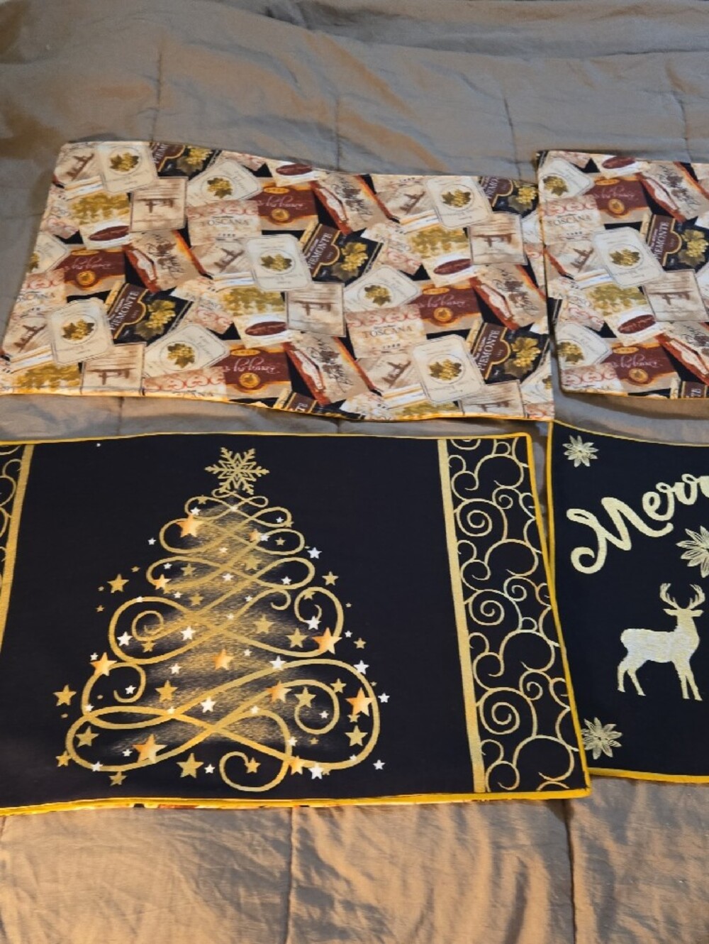 Handmade Reversible Placemats For Fall And Christmas - Set Of 6 - Picture 6 of 10